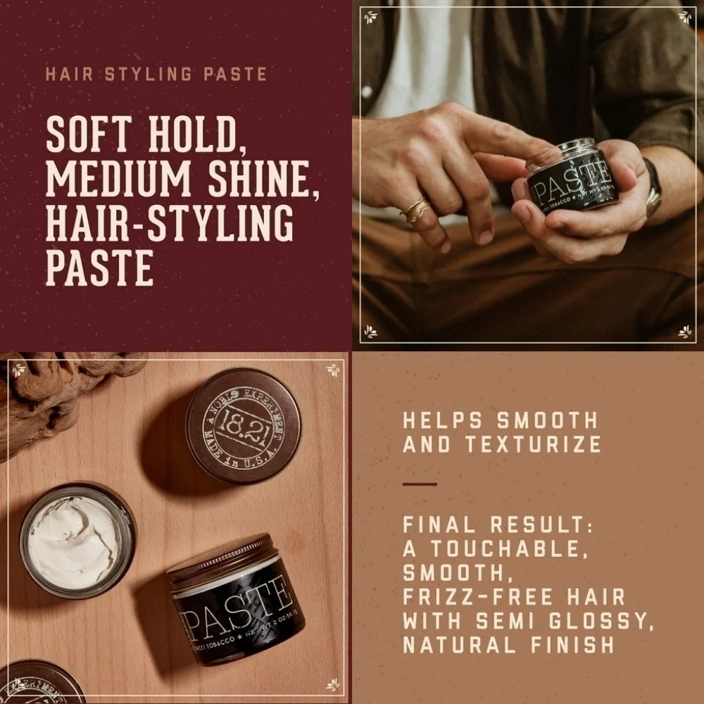 18.21 Man Made Hair Styling Paste Sweet Tobacco 2 oz